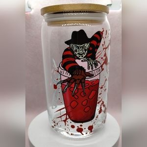 Freddy K - Glass Cup with Bamboo Lid & Glass Straw - NEW‎